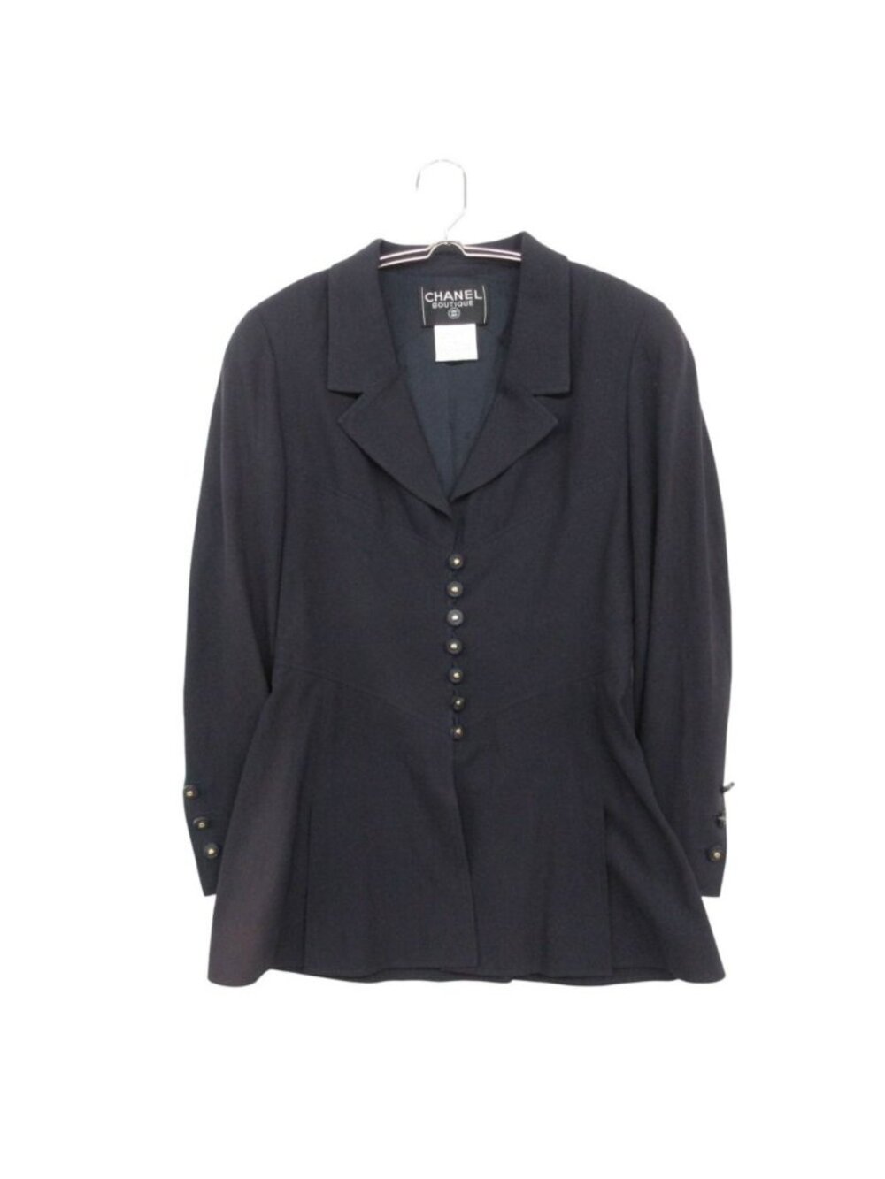 Chanel Tailored Jacket Blazer Various Buttons Vintage Black